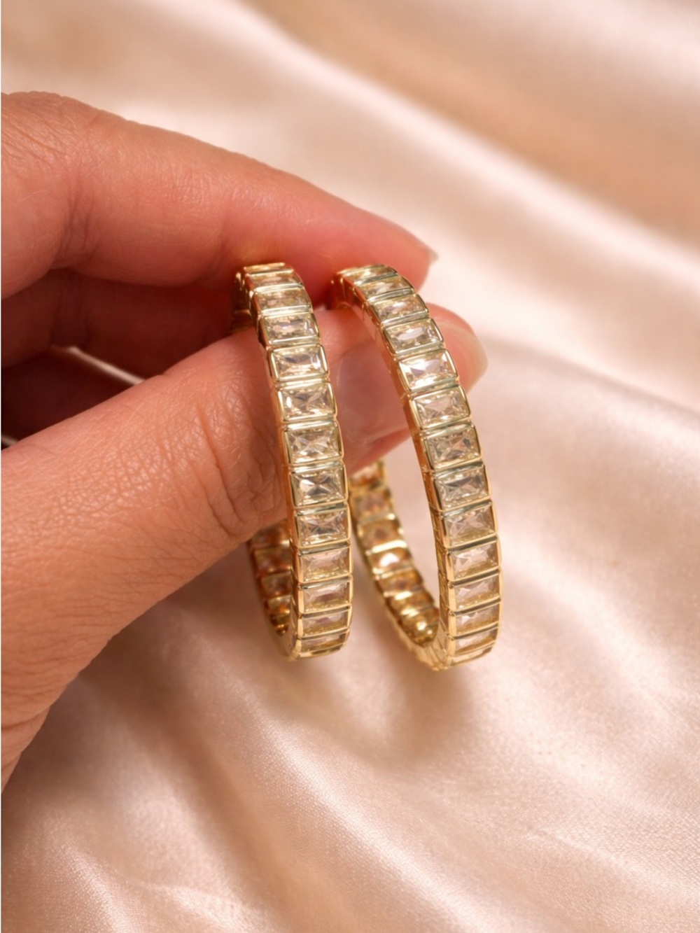 Gold color Crystal Hoop Earrings - Women Jewelry